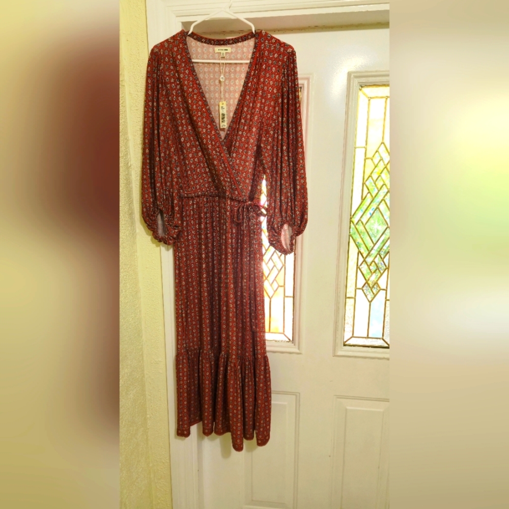Lg Max Studio Rust Long Sleeve Dress NWT